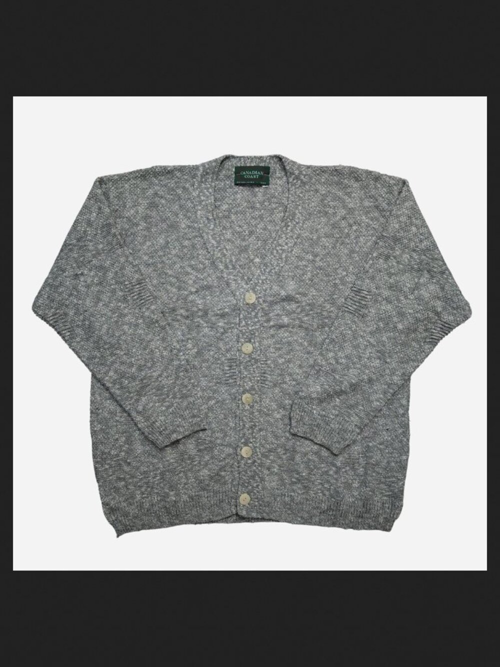Canadian Coast grey knit cardigan with raised patterns